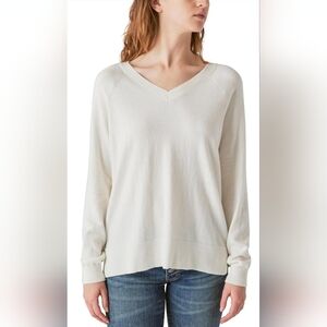 Women's Lucky Branf Cream V-Neck Sweater